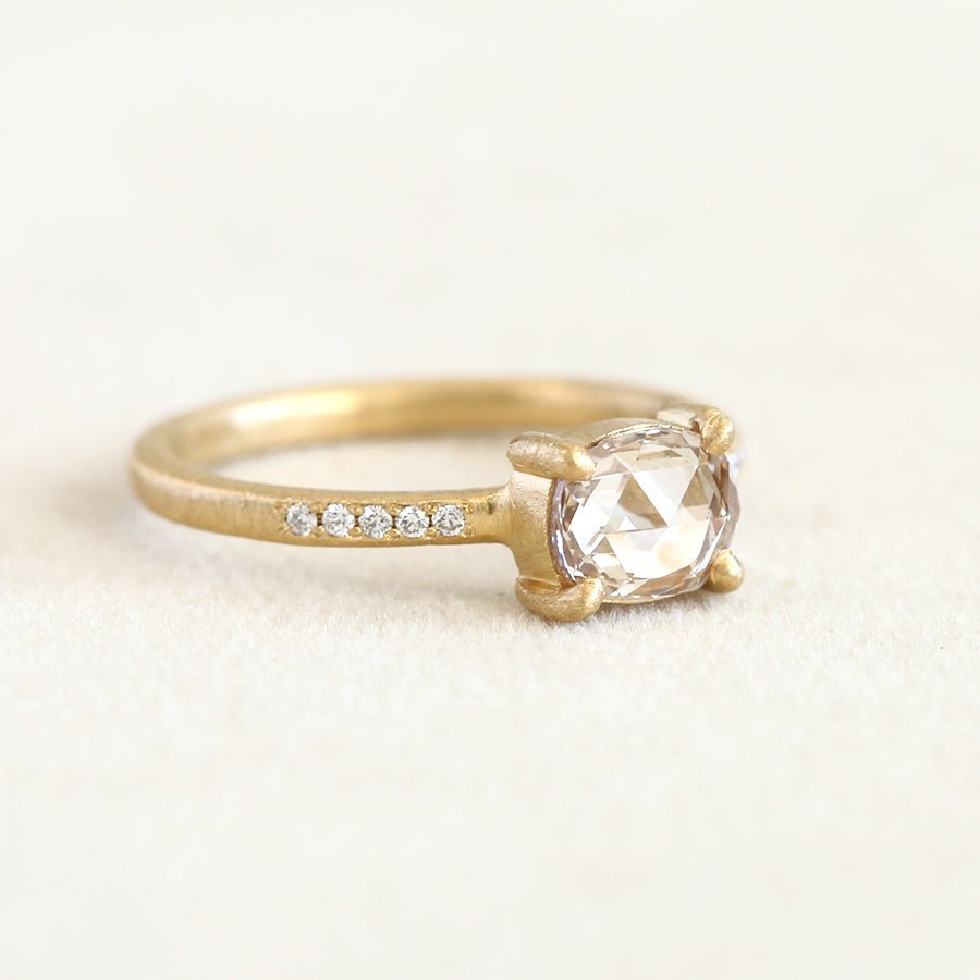 0.80ct Light Brown rose cut diamond ring