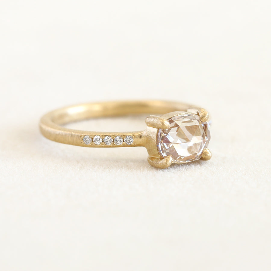 0.80ct Light Brown rose cut diamond ring