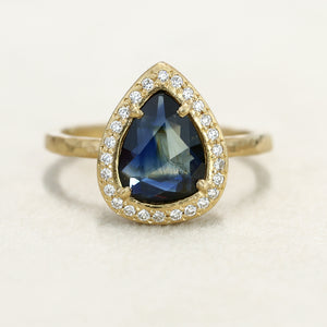 1.43ct Australian blue sapphire halo ring