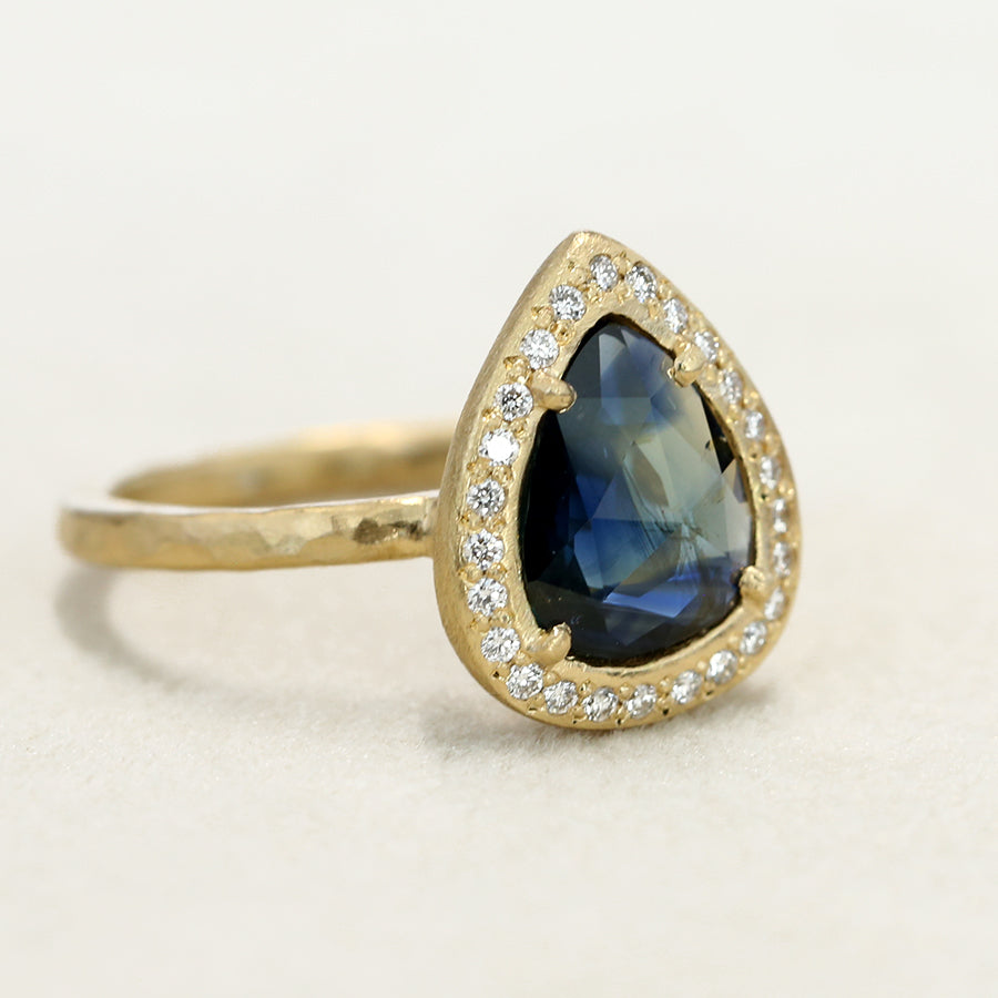 1.43ct Australian blue sapphire halo ring