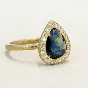 1.43ct Australian blue sapphire halo ring