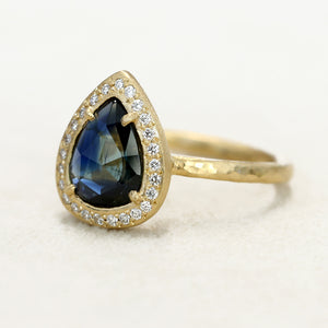 1.43ct Australian blue sapphire halo ring