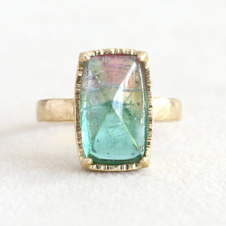 5.97ct bi-color tourmaline ring