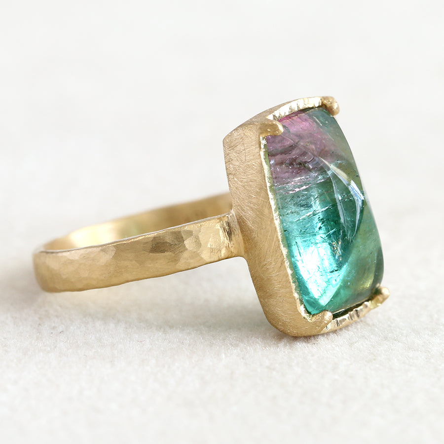 5.97ct bi-color tourmaline ring