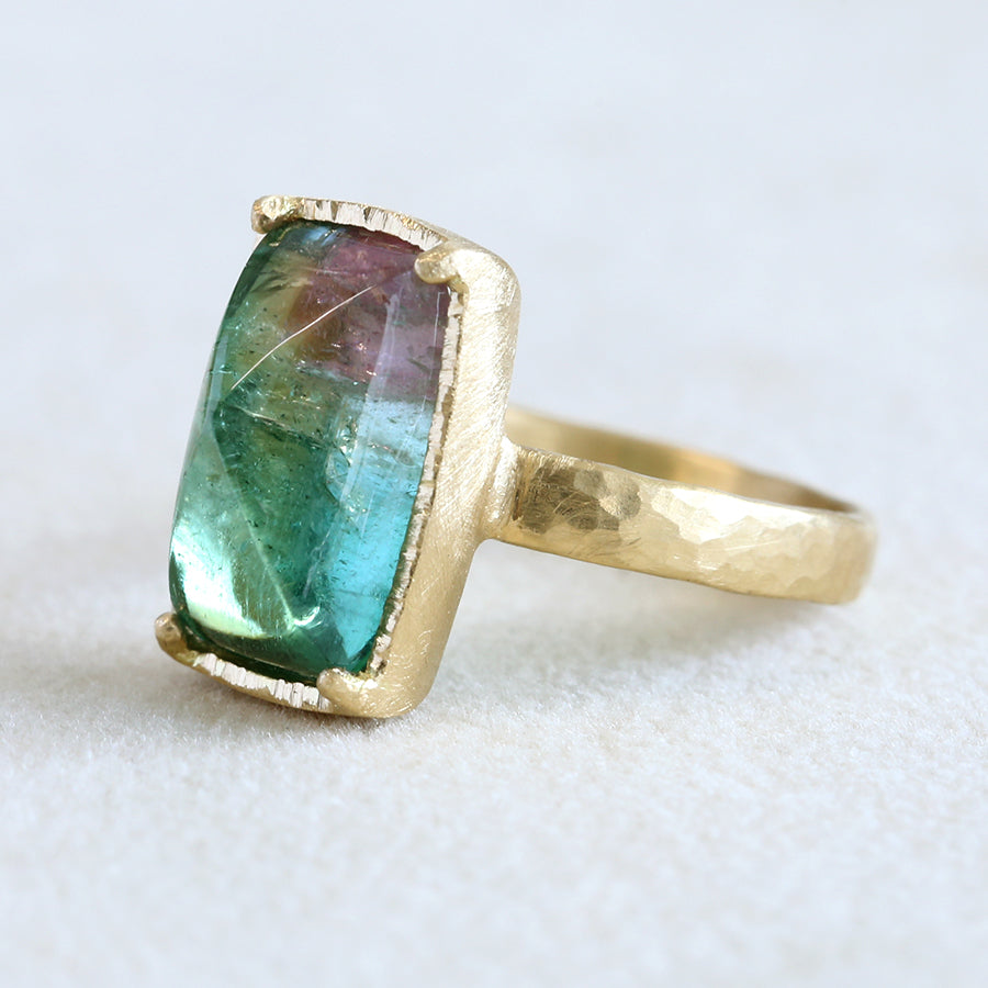 5.97ct bi-color tourmaline ring