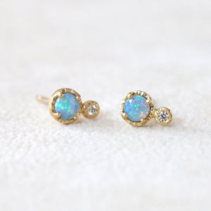 Opal diamond studs