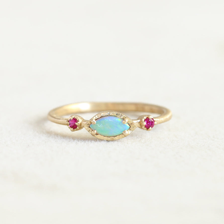 Marquis Opal Ruby Trio ring