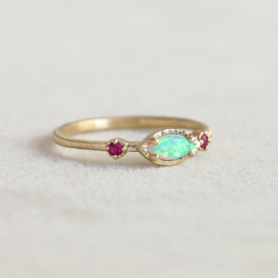 Marquis Opal Ruby Trio ring