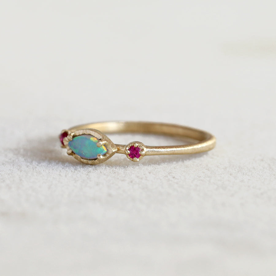Marquis Opal Ruby Trio ring