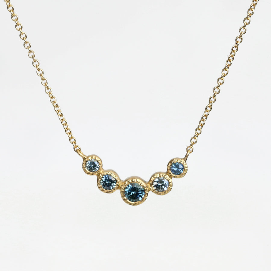 5 bezel Montana Sapphire necklace