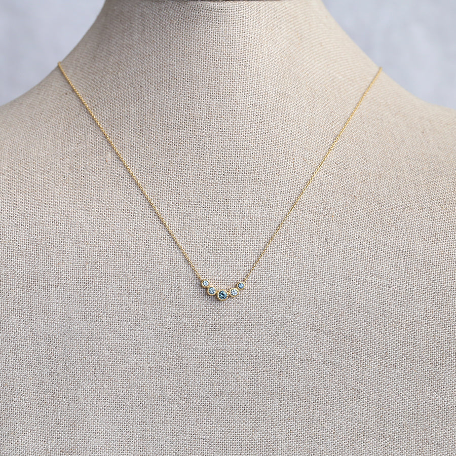 5 bezel Montana Sapphire necklace