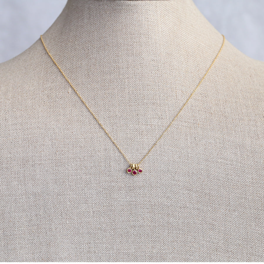 3 bezel drop Ruby necklace
