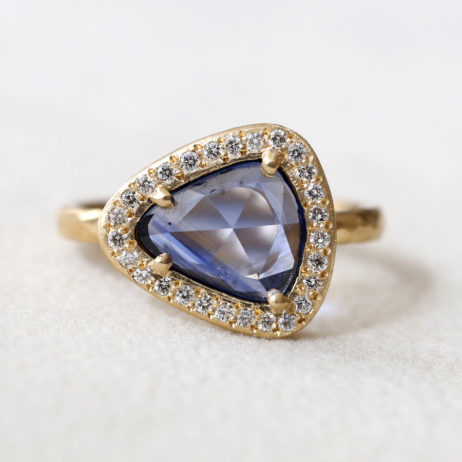 1.55ct blue sapphire halo ring
