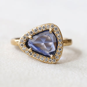 1.55ct blue sapphire halo ring