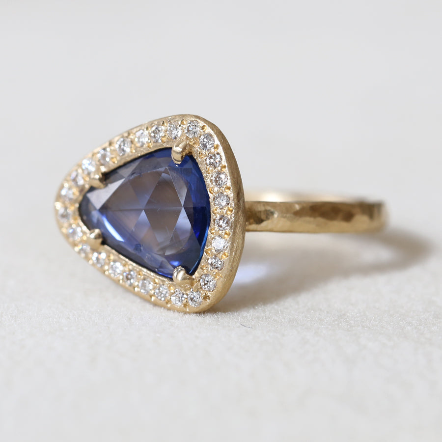1.55ct blue sapphire halo ring