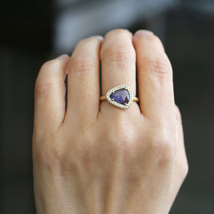 1.55ct blue sapphire halo ring