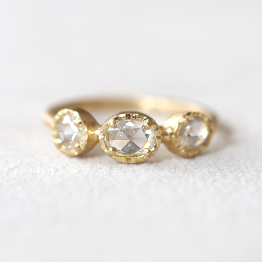 0.53ct colorless rose cut diamond ring