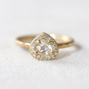 0.42ct colorless rose cut diamond ring