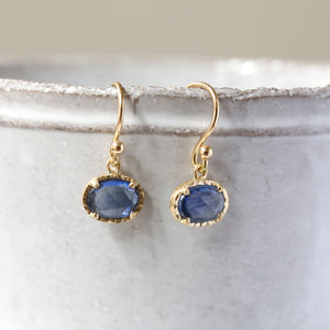 Blue sapphire rose cut earrings