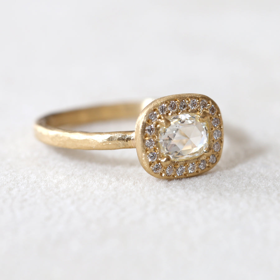 0.41ct colorless rose cut diamond ring