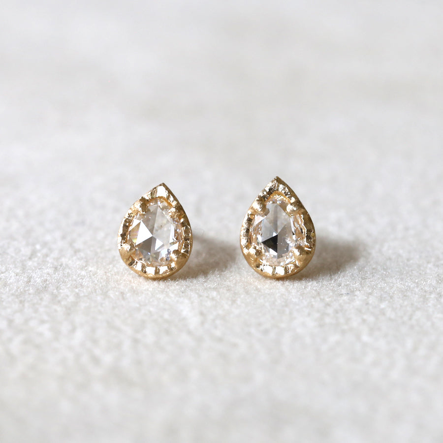 0.39ct colorless rose cut diamond studs