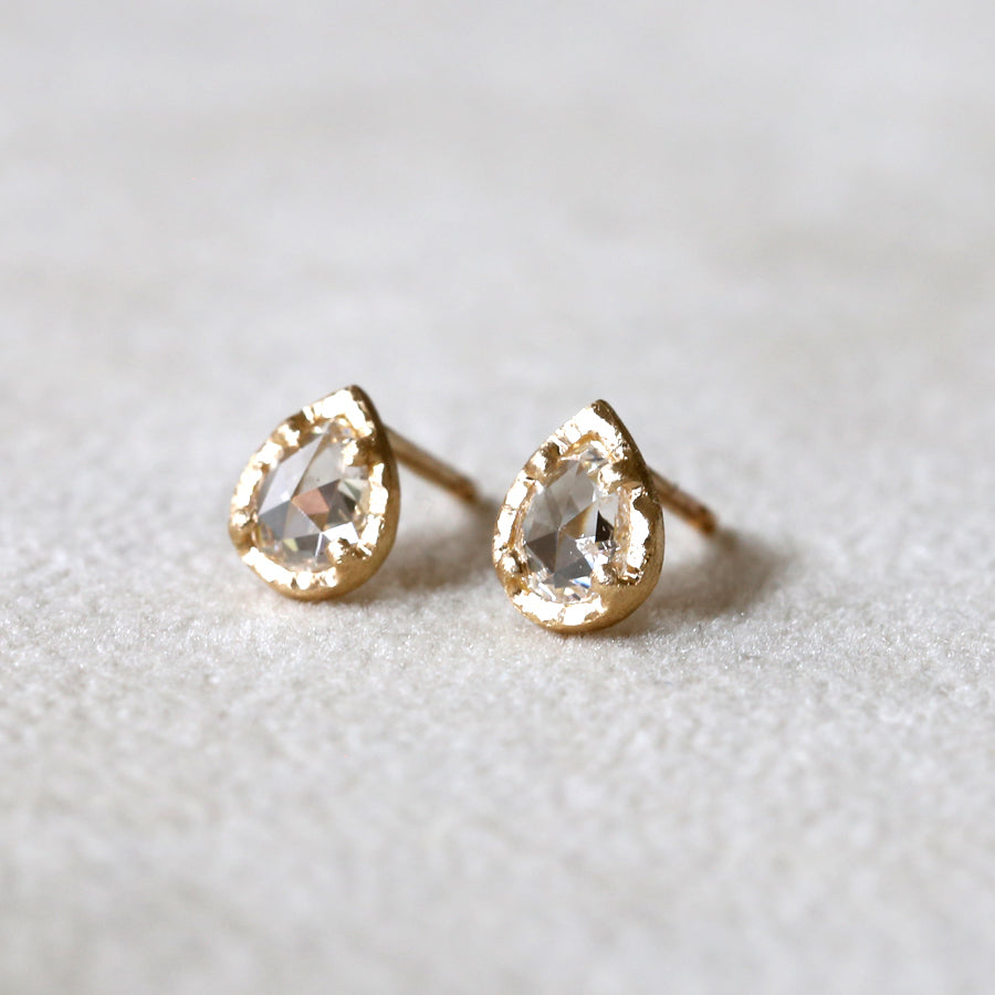 0.39ct colorless rose cut diamond studs