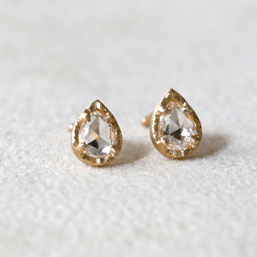 0.39ct colorless rose cut diamond studs