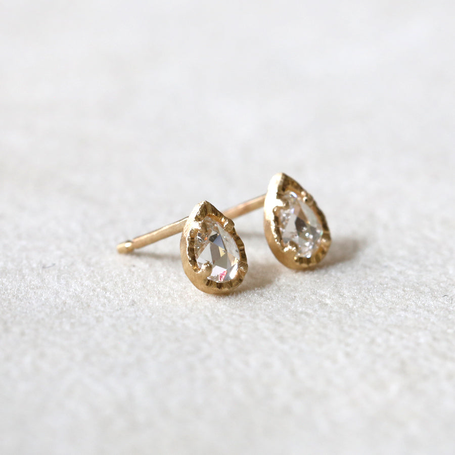 0.39ct colorless rose cut diamond studs