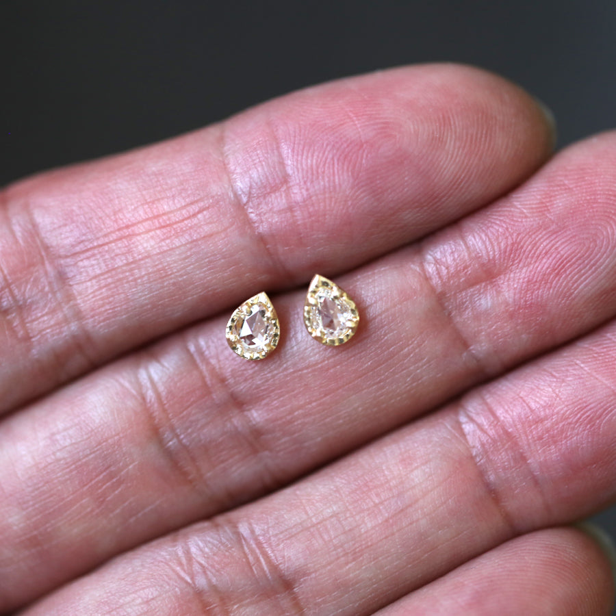 0.39ct colorless rose cut diamond studs