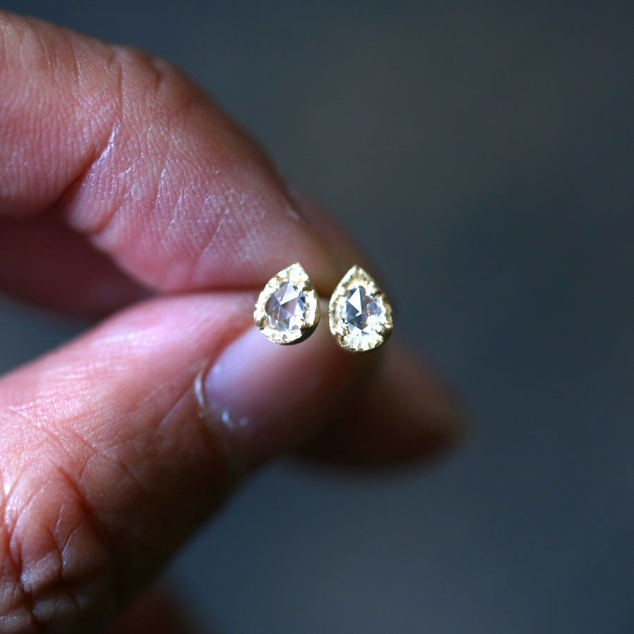 0.39ct colorless rose cut diamond studs