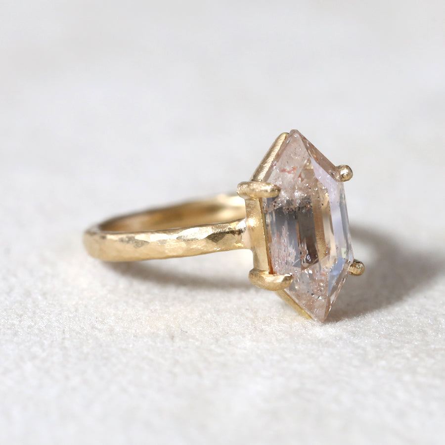 3.29ct Pale peach diamond ring