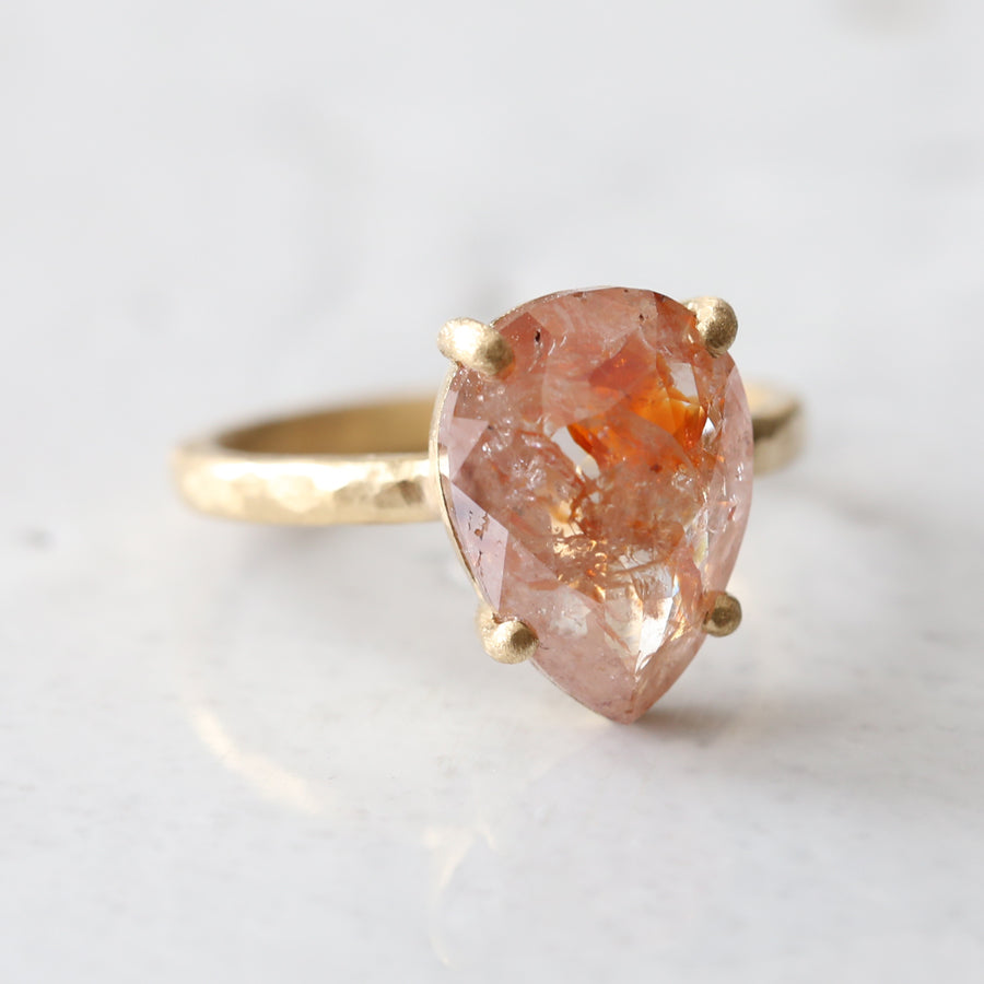 4.6ct Orange Peach diamond ring