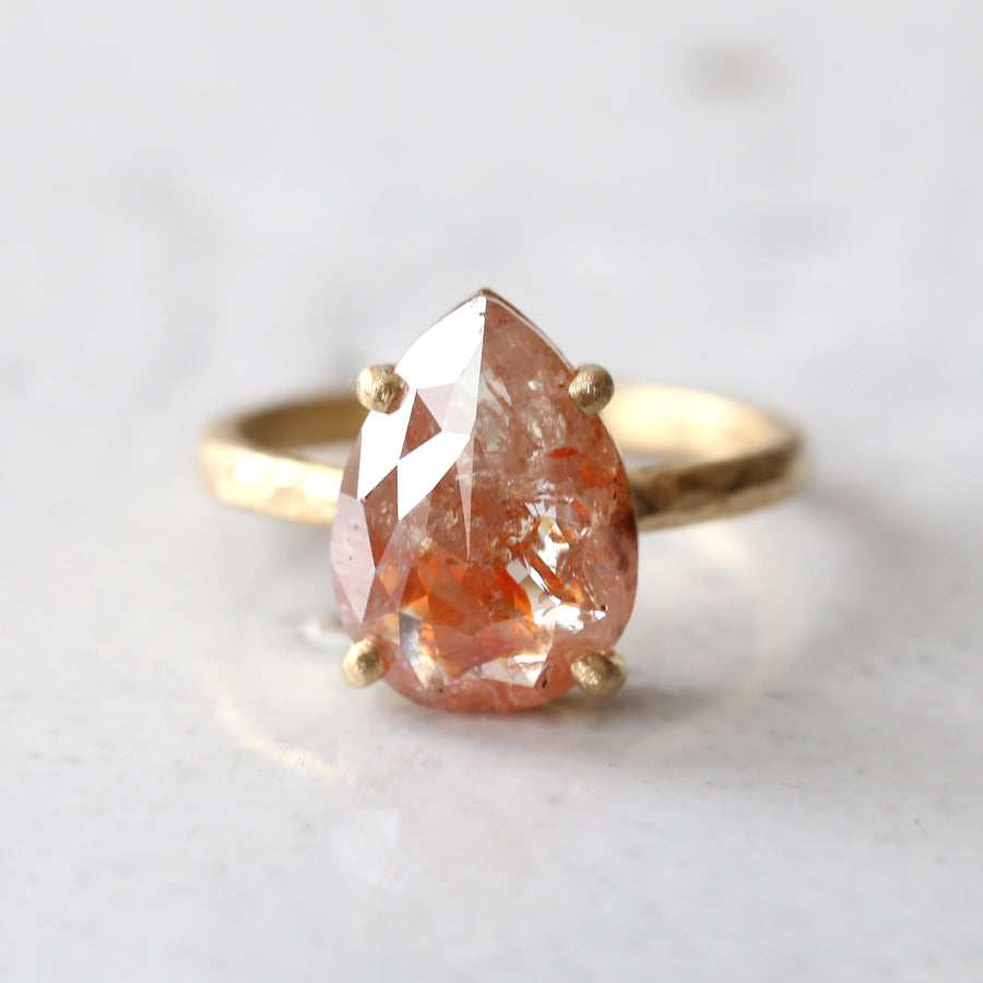4.6ct Orange Peach diamond ring