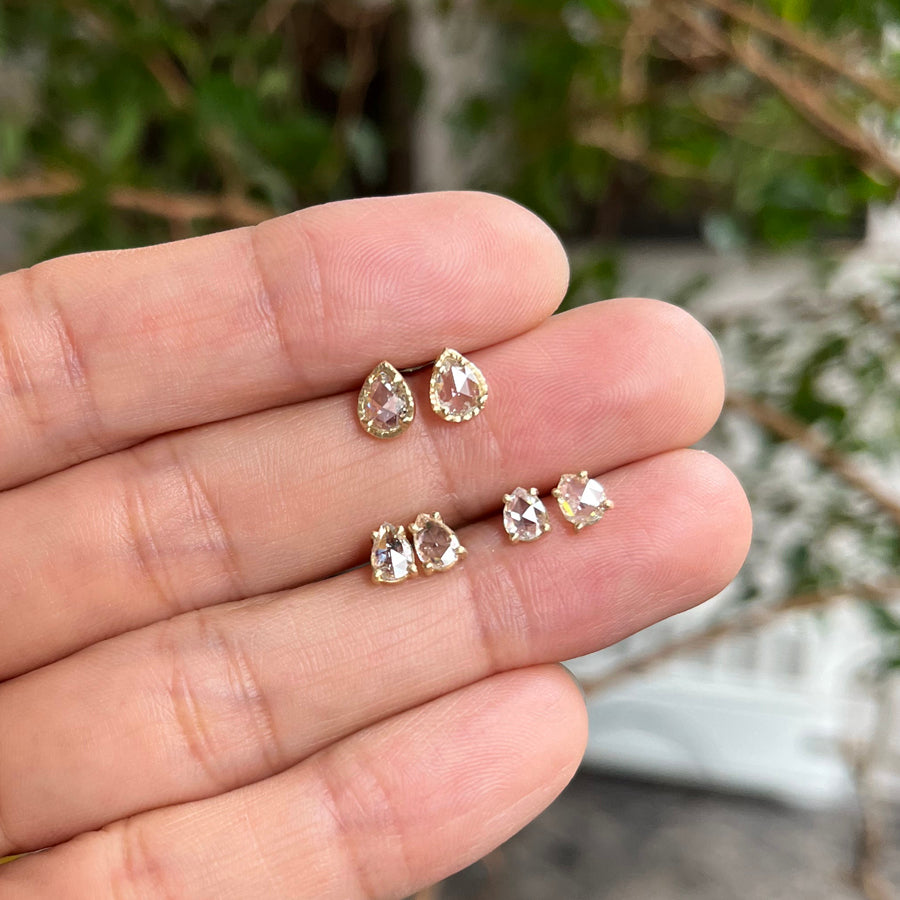 0.48ct colorless rose cut diamond studs