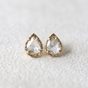 0.48ct colorless rose cut diamond studs
