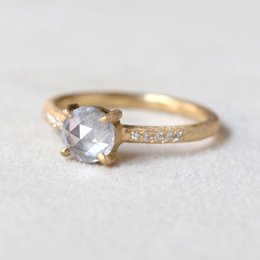 0.87ct milky grey diamond ring