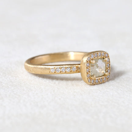 0.39ct grey diamond halo ring