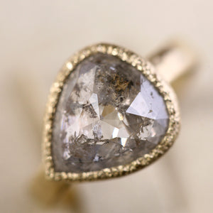3.44ct translucent light grey diamond ring