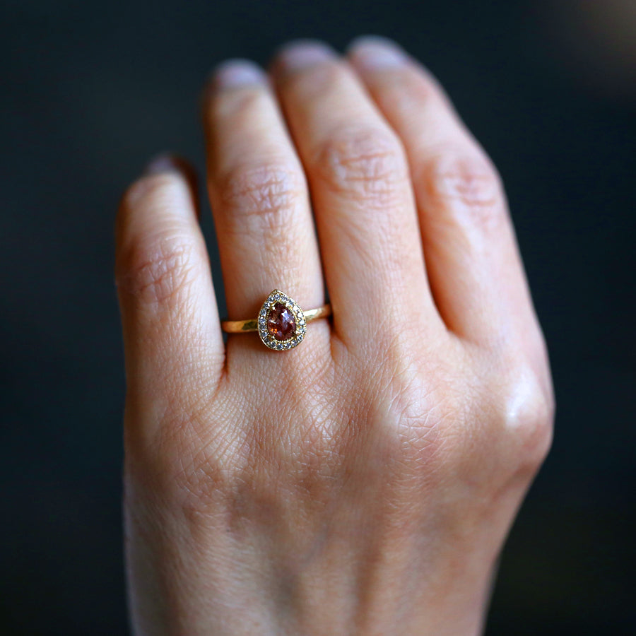 0.68ct orange diamond ring