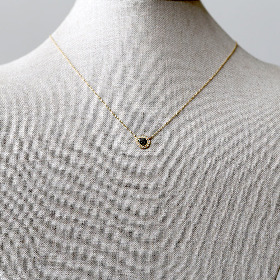 0.46ct dark grey diamond halo necklace
