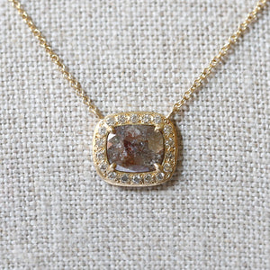 1.02ct brown diamond halo necklace