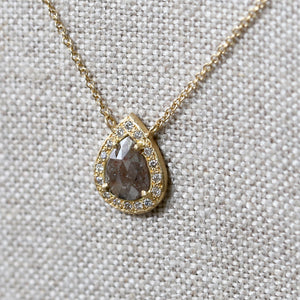 0.84ct dark brown diamond halo necklace