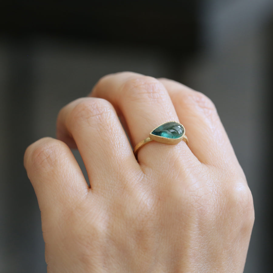Blue green tourmaline ring