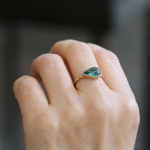Blue green tourmaline ring