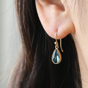 Blue green tourmaline earrings