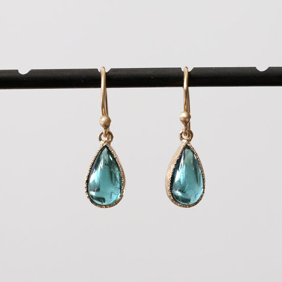 Blue green tourmaline earrings