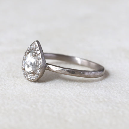 0.76ct icy grey diamond halo ring
