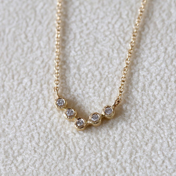Bezel Baby Diamond 14K Solid Gold Chain Layered Necklace - Abhika Jewels