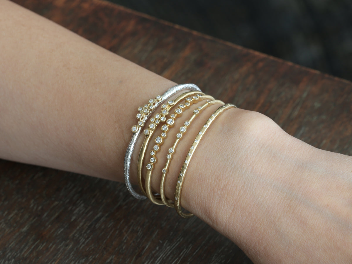 Textured 15-bezel cuff bracelet