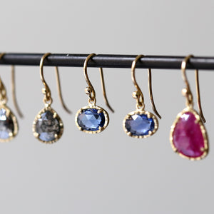 Blue sapphire rose cut earrings